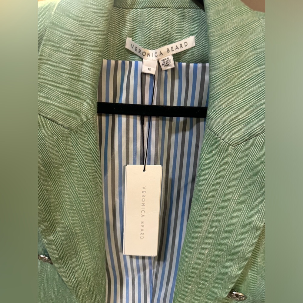 Veronica Beard Mint Green Double-Breasted Blazer - Picture 9 of 9